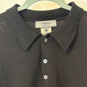 Tagio Italian men’s long sleeve wool polo sweater Black Men's shirt XL designer